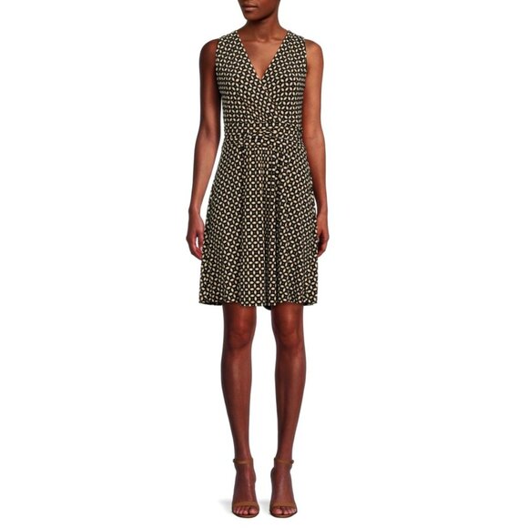 Tommy Hilfiger Black Beige Geometric Print Dress Size 14 Summer‎ Office Career - Picture 11 of 12